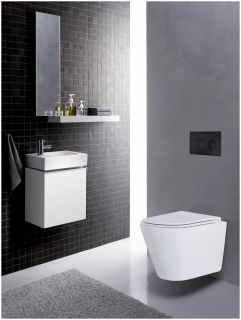 Сет AZARIO Teramo AZ-8010-1000+AZ-8200-0013+AZ-0053 инсталляция с панелью смыва + унитаз ( круглый) с сидением микролифт +клавиша черная